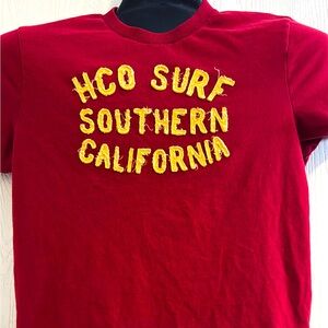 Hollister Applique HCO Surf Southern California Mens Red T-Shirt Size L